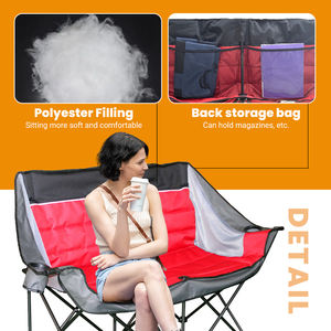 كراسي مزدوجة كبيرة الحجم للخدمة الشاقة مبطن محمول قابل للطي مبطن مقعد التخييم كرسي مع 2 دلاء كوب ومساند للذراعين - Product Image 2