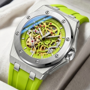ONOLA Orologio <span class=keywords><strong>Meccanico</strong></span> Automatico da Uomo di Alta Qualità, Classico e Lussuoso, con Quadrante Traforato, Impermeabile, Cinturino in Silicone ON3834 - Product Image 4