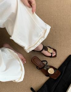 2025 New Trendy Flat Heel One-Piece <b>Sandals</b> Premium Leather Women's Shoes Comfortable and Breathable Casual Shoes - Product Image 2