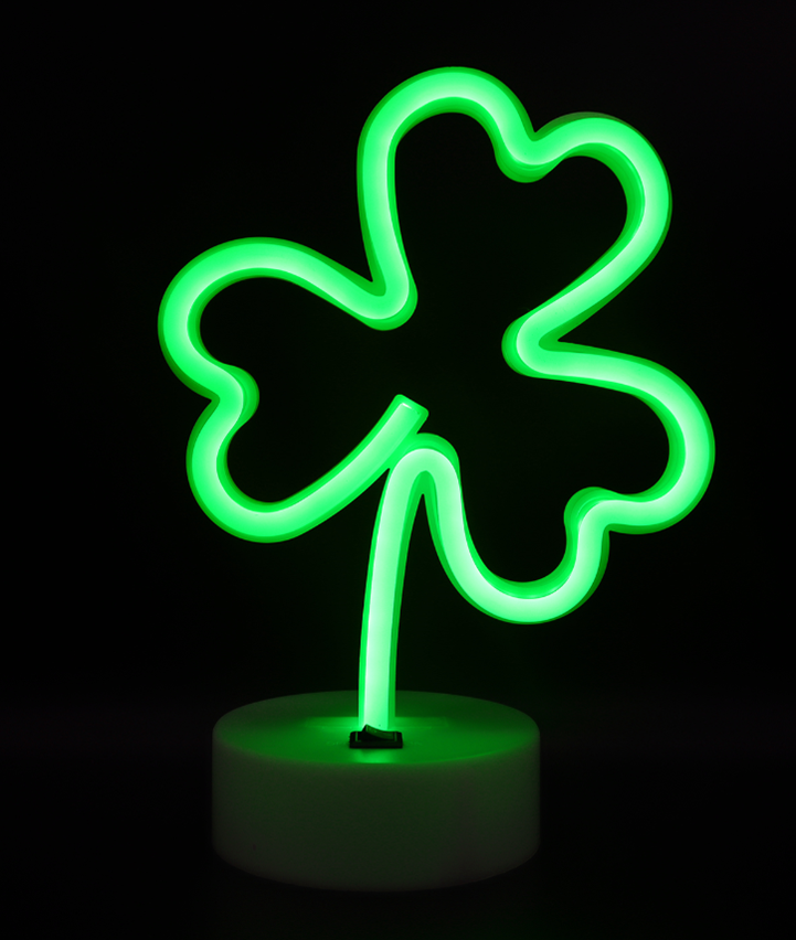 Распродажа, настольный светильник Sanpatrick Shamrock, искусственный неоновый светодиод с медным корпусом, 4,5 В, украшение для помещений и сада, красочные неоновые лампы