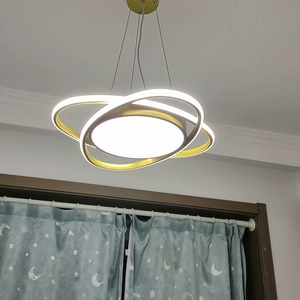 Plafonnier LED doré de luxe nordique, éclairage à économie d'énergie <span class=keywords><strong>75W</strong></span>, tricolore, télécommande intelligente, intensité variable, haute luminosité, 220V - Product Image 6