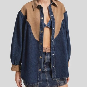 Camisa Vaquera con Gráficos de Roca en Contraste para Mujer, Estilo Western, Chaqueta Vaquera para Mujer - Product Image 4