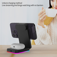 Station de charge sans fil magnétique pliable 3 en 1 à vente rapide pour téléphone portable, chargeur de bureau à charge rapide