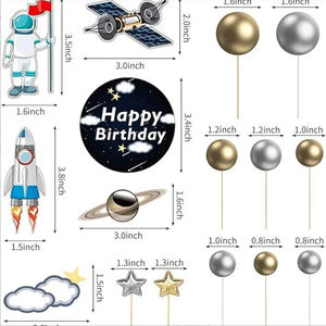 Nuevo Set de Decoración para Pastel de Astronauta de 22 Piezas, Decoración para Fiesta Temática Espacial, Decoración para Pastel de Cumpleaños con Temática de Galaxia - Product Image 6
