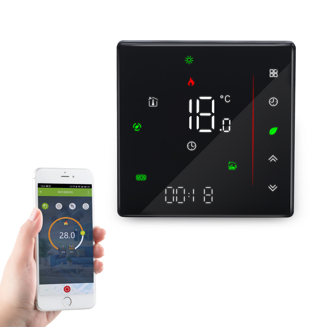 Tuya WiFi Smart Fan Coil Unit 2/4 Pipe Central Air Conditioner Thermostat Touch Screen Energy Saving HVAC FCU Hospital Use