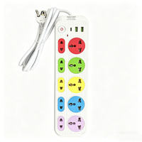 Regleta de Enchufes Universal con USB, 5 Tomas, Cable de Extensión, Adaptador Multi-Enchufe, Centro de Carga de Escritorio Colorido, Enchufes Personalizables