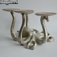 Support de bougie en métal en fonte d'argent antique, motif pieuvre, fait main, durable, décoration d'intérieur