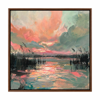 Peinture à l'huile abstraite peinte à la main, paysage de coucher de soleil texturé, art mural sur toile, style contemporain, pour hôtel de luxe, villa