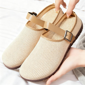 Sandales vintage à semelle souple pour femmes, pantoufles d'extérieur décontractées à bout fermé, semi-mules - Product Image 2