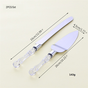 Cortador divisor de pasteles de plástico, juego de servidor profesional, cuchillo de plata y soporte de madera redondo con tapa de bloqueo de tres bordes - Product Image 5