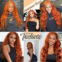 Gingembre Orange 10A 350 Vierge Cheveux Fermeture avec 3 Paquets (16 18 20 + 16) Coloré 4x4 Dentelle et Lâche Vague Profonde Coudre Bundles