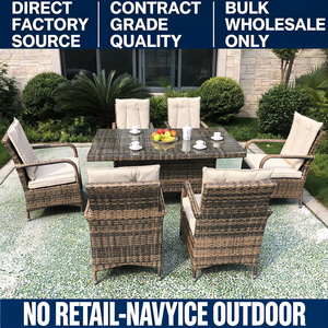 Vente en gros OEM personnalisée pour ensemble de salle à manger d'extérieur haut de gamme en rotin avec design d'accoudoir unique, ensemble de meubles de jardin de luxe - Product Image 2