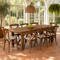 Table à manger pliante en bois massif de style farmhouse pour hôtel, restaurant, banquet, mariage, événements, fête