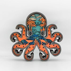 Uionen - Figuras de Pulpo de Madera Talladas a Mano al por Mayor, Artesanías de Animales Marinos, Estilo Peces del Océano, Adornos Decorativos para Mesa de Hogar - Product Image 1