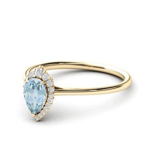 Anillo de Plata de Ley 925 con Halo de Aguamarina Natural para Mujer - Product Image 5