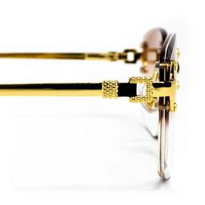 LMA 072 Gafas de Sol Sin Montura para Hombre y Mujer, Lentes Marrones Degradados UV400 con Metal Dorado de Alta Calidad, Estilo Europeo, Gran Venta 2024 - Product Image 3