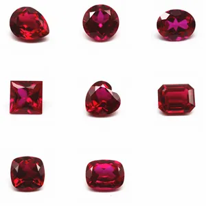 Round/oval/pear/heart/marquise/cushion/square natural cut cultivate ruby loose gemstones lab created rubies pigeon blood gems