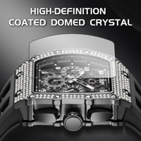 Montre Chronographe à Quartz pour Homme Mark Fairwhale, Boîtier Métallique 43MM, Bracelet en Caoutchouc, Multifonction, Étanche, Lumineuse, Lunette en Cristal, Style Affaires