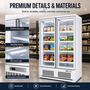 Congélateur Commercial Vertical avec Porte Vitrée, Réfrigérateur Combiné 1, 2 ou 3 Portes Vitrées pour Boissons - Product Image 4