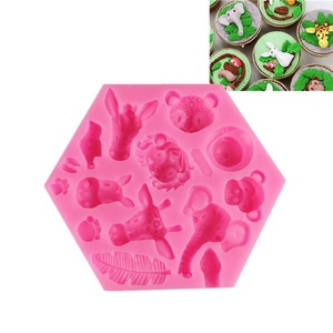 Moldes de Silicona con Gráficos 3D de Huellas de Animales Salvajes como Elefantes, Leones, Guepardos, Gorilas, Cebras, Jirafas, Burros y Pájaros, con Hojas - Product Image 6