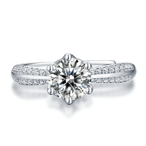Anillo de compromiso de diamantes de plata esterlina <span class=keywords><strong>Moissanite</strong></span> Eternity para mujer - Product Image 2