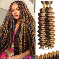 Vente en gros tresses Boho Curl en vrac cheveux humains pour le tressage sans trame vague profonde brut en vrac Boho cheveux humains tressage extension de cheveux