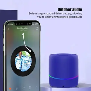 Speaker Bluetooth nirkabel Mini, Speaker gigi biru portabel luar ruangan dengan lampu LED