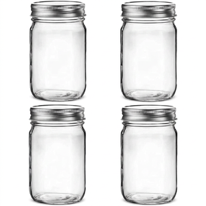 Nouveau design, pot en verre rond pour l'emballage alimentaire, 240 ml, 380 ml, 500 ml, pour le stockage du miel et de la confiture - Product Image 1