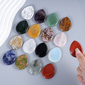 <span class=keywords><strong>Piedra</strong></span> de Cuarzo Transparente en Forma de Gota para el Dedo Pulgar, <span class=keywords><strong>Piedra</strong></span> Natural de Amatista y Ojo de Tigre para Aliviar el Estrés y la Meditación (Venta al Por Mayor) - Product Image 2