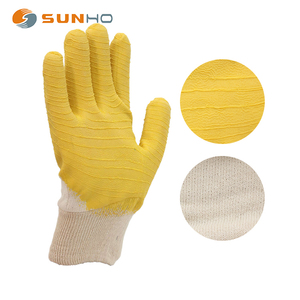 SunnyHope Guantes de Trabajo sin Polvo de Látex, Guantes de Trabajo de Construcción de Seguridad, Costura, Guantes Arrugados de Látex de Nitrilo Amarillo - Product Image 3