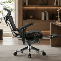 Chaise de bureau ergonomique à dossier haut en maille avec dossier en U réglable 8D, cadre de support chromé et support lombaire
