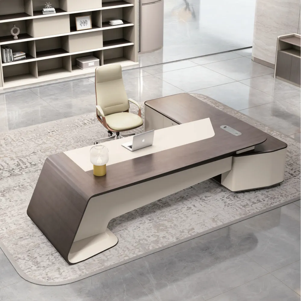 Высококачественная современная деревянная L-образная угловая мебель, офисный стол