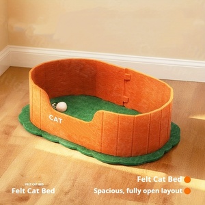 Modern Sustainable Sound-Absorbing Felt Cat Hideaway Collapsible Enclosed Cat Cave & Cozy Indoor Play Tunnel Print Design - Product Image 3