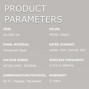 스마트 WiFi 벽 스위치 1구 <span class=keywords><strong>3</strong></span>극 태국 소켓 강화유리 패널 100-240V - Product Image 6