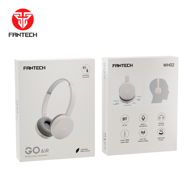 FANTECH WH02 Wireless Headset Over-Ear Blue Tooth Adjustable Headphones HiFi Stereo Sound for Travel Work