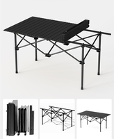 Table de camping portable d'extérieur personnalisée avec cadre en acier au carbone, sac de transport, table de pique-nique pliable et enroulable pour barbecue et randonnée