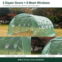 Serre tunnel dôme autoportante 400x400x230cm avec structure en acier galvanisé, couverture en filet PE et 2 portes zippées pour jardin potager