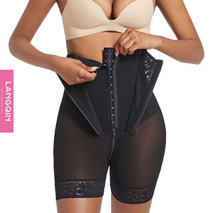 ملابس داخلية نسائية عالية الخصر بطبقة مزدوجة للتحكم في البطن من Langqin شورت جيد التهوية لرفع المؤخرة مع سحاب - Product Image 1