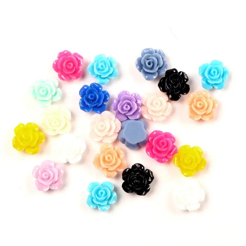 Lot de 10 Cabochons en résine Rose pour décoration, accessoires, perles de fleurs, pour embellissement, pour la maison, modèle artistique et de collection