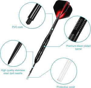 Accmor Ensemble de fléchettes en métal à <span class=keywords><strong>pointe</strong></span> en <span class=keywords><strong>acier</strong></span> pour enfants, 12 pièces, 24 grammes, fléchettes professionnelles - Product Image 3