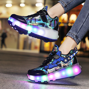 Children's Light Up Roller Shoes With Dual Wheels Size 27-43 For Kids Sport Wear - Product Image 4