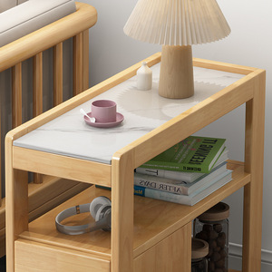 Nordic Solid Wood <b>Side</b> <b>Table</b> Faux Marble Top With Storage <b>Drawers</b> For Living Room Sofa Cabinet Coffee <b>Table</b> - Product Image 4