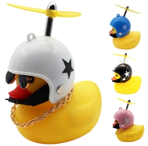 Dễ Thương Mát Mẻ Đáng Yêu Vinyl Vịt Màu Vàng Xe Đạp Xe Đạp Đi Xe Đạp Trang Trí Đồ Chơi Trang Trí Với Ánh Sáng Mũ Bảo Hiểm Cho Trẻ Em Của Xe Đạp - Product Image 2