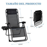 Chaise pliante d'extérieur EIGFOH Espagne Modèle 70201-2 avec dossier réglable confortable et siège rembourré pour le camping, la plage, le pique-nique et le jardin
