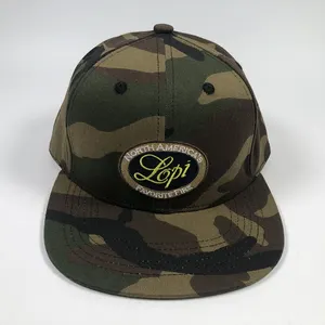 North American Style Mens 6 Panel Camouflage Caps Custom Label Sublimated Flat Brim Snapback Gorras Print Camo Hats Embroidered