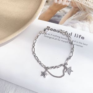 สร้อยข้อมือเงินแท้ S925 ประดับจี้รูปดาวและเพชรเทียม เหมาะสำหรับทุกเพศทุกวัย สวมใส่ได้ทุกวัน - Product Image 4
