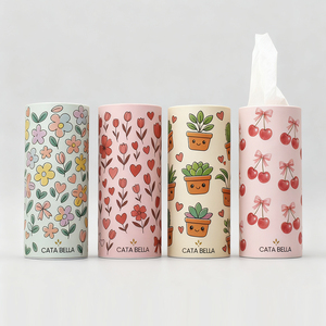 Car Tissues Holder, 4 Pack Car Tissue Box With Tissues, Travel Tissue Tubes Car Cup Holder Tissues Cylinder Box Container 200 Tissues