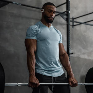 Abbigliamento sportivo da uomo all'ingrosso Mesh materiale traspirante Quick Dry Round <span class=keywords><strong>Hem</strong></span> magliette da palestra personalizzate per uomo - Product Image 4