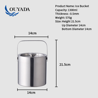 Seau à glace de luxe vintage en acier inoxydable argenté de 1,5 L, avec couvercle, pour champagne et bière, idéal pour les bars et les fêtes – Vente directe usine