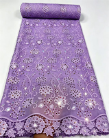 NI.AI Nouveau design Tissu en dentelle de mousseline de haute qualité avec broderie en coton et pierres colorées pour mariage et fête